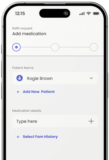 Quick Rx mobile app interface for refills